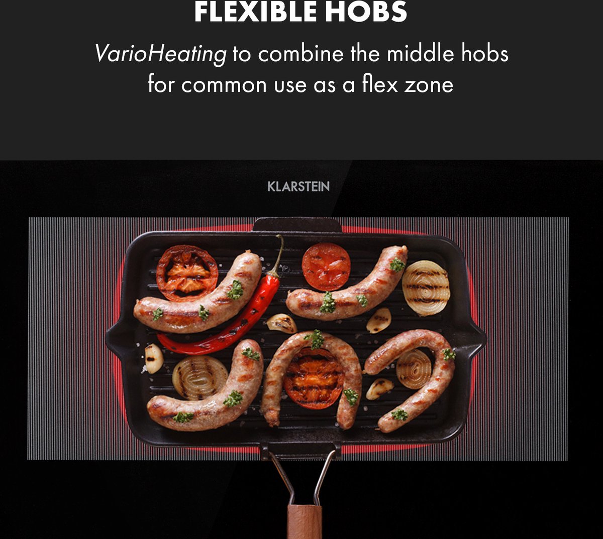 Klarstein Delicatessa 90 Slim - Inductie Kookplaat Inbouw - 4 Kookzones - Touch Bedieningspaneel - 9 Standen - 7000W - Gemakkelijke Bediening - Overhittingsbescherming - Kinderbeveiliging - Flexibele Kookplaten - Kookvelden Van 18cm - Zwart