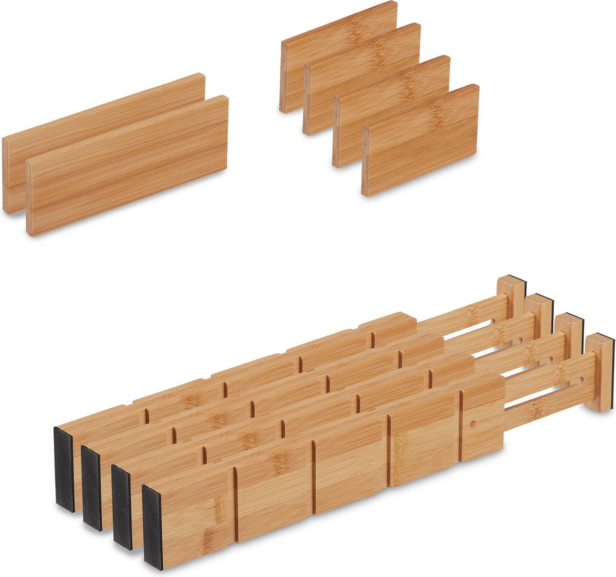 ladeverdelers - 10-delige set - verstelbaar 34 - 44 cm - bamboe - lade organizer