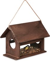 Mangeoire à oiseaux suspendue Relaxdays - marron foncé - avec ficelle - lieu d'alimentation pour petits oiseaux