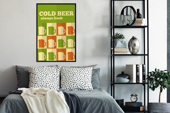 Photo encadrée - Illustration Bière froide Cadre photo Always fresh noir sans passe partout 60x90 cm - Affiche encadrée (Décoration murale salon / chambre)