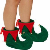Henbrandt elfen schoenen - groen/rood - voor volwassenen - one size - kerstelf