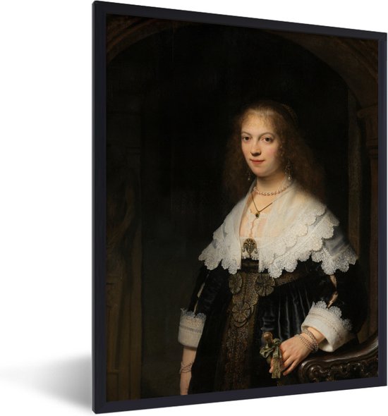 Fotolijst incl. Poster - Portret van Maria Trip - Rembrandt van Rijn - 30x40 cm - Posterlijst