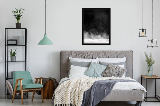 Photo dans le cadre - Un fin nuage de cadre photo en tissu noir 60x80 cm - Affiche dans le cadre (Décoration murale salon / chambre)