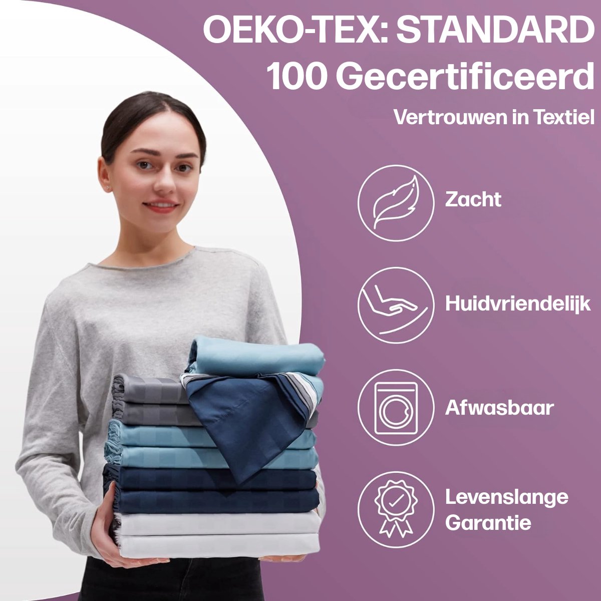thumbnail: KOMFOR 4-Delige Queensize Beddengoedset Bloemen - Luxe Microvezel Hotel Kwaliteit Beige