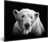 Fotolijst incl. Poster - IJsbeer - Dier - Zwart - Wit - 40x30 cm - Posterlijst