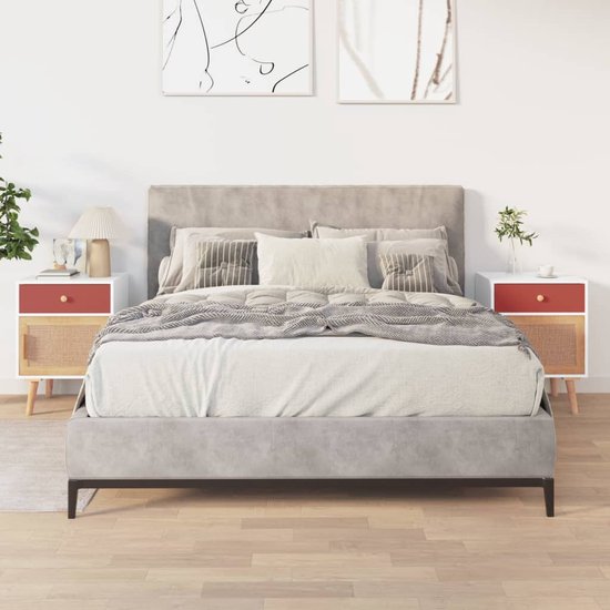 Happy Home Modern nachtkastje met 2 laden 40x30x60cm, wit, hout