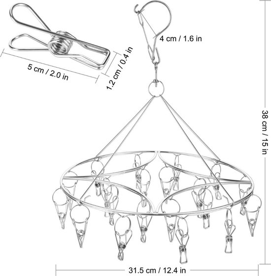 Sock Droogrekken, Opvouwbare Wasserij Hanger met 32 Hakjes Kleding Droogrek, Winddichte Kleding Hangerrek Hangende Droger Wasserette voor Sokken Ondergoed Schoenzolen Babykleding Handschoenen (Blauw