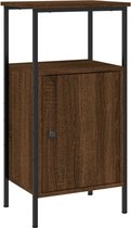 vidaXL - Nachtkastje - 41x31x80 - cm - bewerkt - hout - bruin - eikenkleur