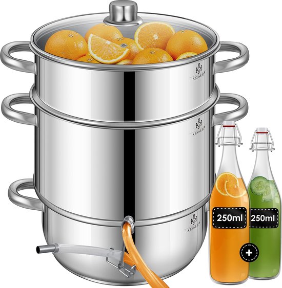 KESSER® Stoompan 15 liter Steamer inclusief 2x Fles voor Fruit en ...