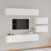 The Living Store TV-meubelset Basic - houtbewerking - wit - 4x80x30x30cm - 2x60x30x30cm