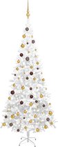 The Living Store Kerstboom Wit 240 cm - PVC - 10 lagen 1.300 takken - 300 LEDs - Met USB-aansluiting