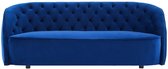 Driezitsbank van blauw velours ORTANO L 226 cm x H 82 cm x D 91 cm