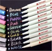 Tritart Set de 10 surligneurs – Stylos de coloration non toxiques pour surfaces lisses – Surligneurs métalliques pour Albums à colorier pour Adultes et Papier Zwart