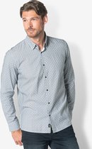 Twinlife Heren Shirt Print Geweven - Overhemd - Comfortabel - Regular Fit - Blauw - M
