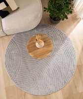 Rond vloerkleed Scandinavisch - Contour Curve grijs 240 cm rond