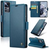 CaseMe Wallet Case met RFID Bescherming en Magneetsluiting voor Xiaomi 12T / 12T Pro _ Blauw