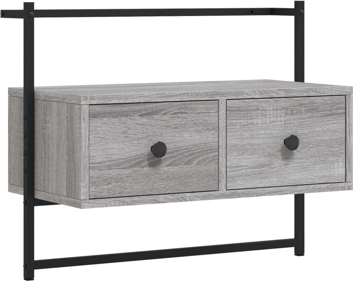vidaXL - Tv-meubel - wandgemonteerd - 60,5x30x51 - cm - hout - grijs - sonoma - eiken