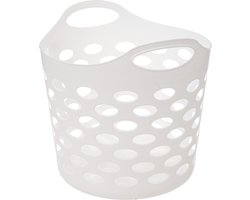 5Five Flexibele wasmand/opbergmand - rond - wit - 28 liter - D40.5 x H38 cm