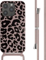 iMoshion Hoesje Met Koord Geschikt voor iPhone 15 Pro - iMoshion Siliconen design hoesje met koord - Roze / Animal Pink