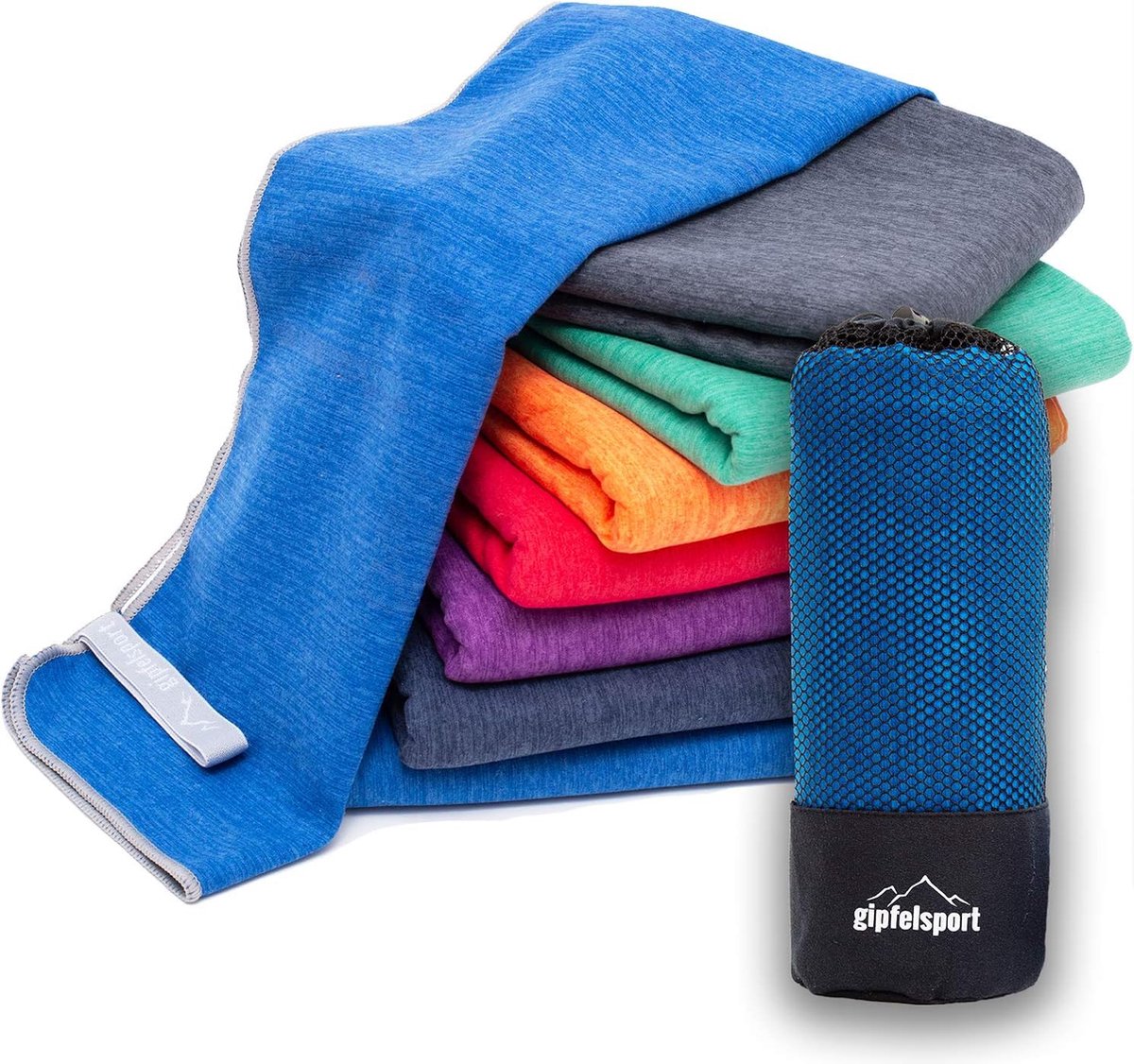 Microvezel handdoek, voor sauna, fitness en sport - strandhanddoek, sporthanddoek - 110x50cm - Blauw Gepatroneerd