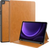 Case2go - Étui pour tablette adapté à Samsung Galaxy Tab S9/S9 FE (2023) - Étui portefeuille Business - Fonction veille/ Sleep automatique - Marron