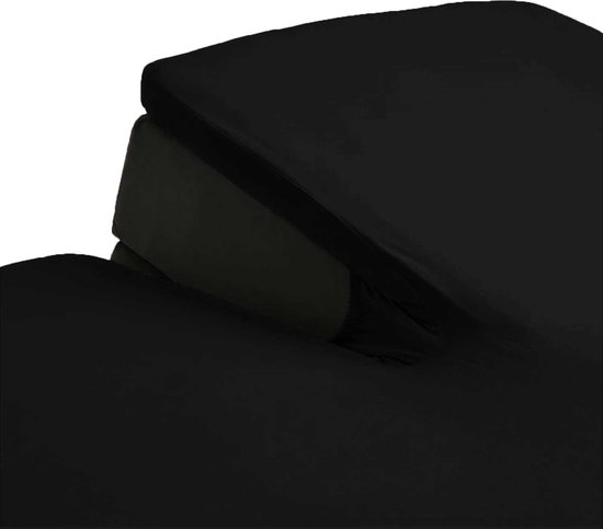 Hoeslaken Split Topper Dubbel Jersey Zwart 180x220 + 30 cm