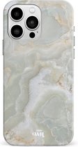 xoxo Wildhearts Marble Green Illusion - Single Layer - Hoesje geschikt voor iPhone 13 Pro Max - Marmer hoesje shockproof groen - Hard Case geschikt voor iPhone 13 Pro Max - Groen