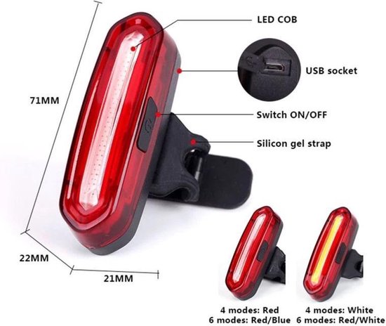 Fietslamp - Achterlicht Rood - Oplaadbaar — afbeelding 3