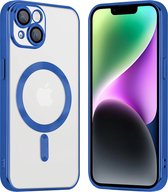 Coverzs telefoonhoesje geschikt voor Apple iPhone 14 Magneet hoesje met camera cover - magnetisch hoesje - blauw