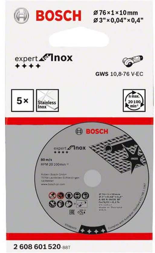 5 slijpschijf gws 10,8 76 x 1 x 10mm Exp - Bosch