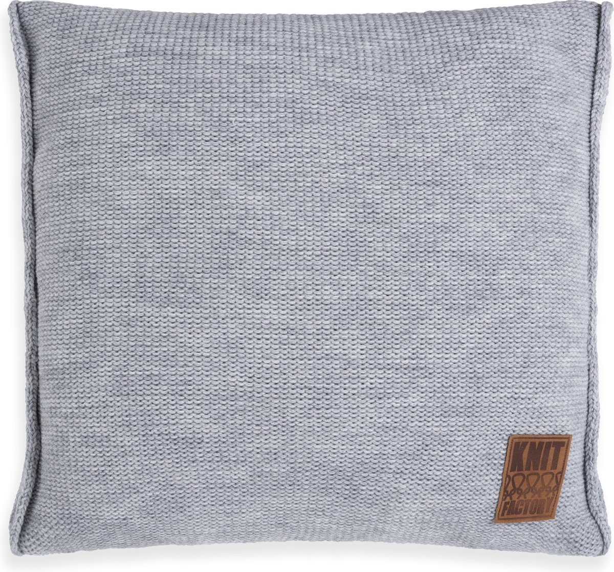 Knit Factory Uni Sierkussen - Vierkant kussen - Kussen woonkamer - Bank kussen - Decoratie kussen - Licht Grijs - 50x50 cm - Kussenhoes inclusief kussenvulling