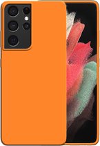 Coque en Siliconen Smartphonica pour coque Samsung Galaxy S21 Ultra avec intérieur souple - Oranje / Coque Arrière