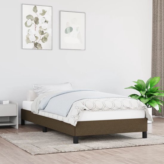 Foto: The living store bedframe dark brown 193x93x25cm breathable and durable material sturdy support legs plywood slats mattress not included