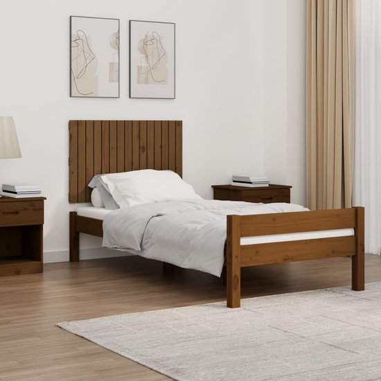The Living Store Wandhoofdbord - Grenenhout - Klassiek design - Comfortabele ondersteuning - Honingbruin - 95.5 x 3 x 60 cm
