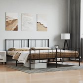 The Living Store Klassiek Bedframe - Metaal - 207 x 187 x 90 cm - Zwart