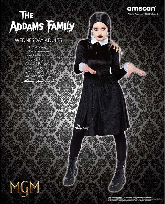 Amscan - Robe du mercredi - Famille Addams (taille M/L)