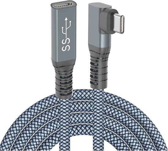 USB-C verlengkabel - Haakse hoek adapter - 10 Gbps - male naar female  adapter kabel -... | bol