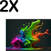 BWK Textiele Placemat - Gekleurde Verf Splash - Set van 2 Placemats - 40x30 cm - Polyester Stof - Afneembaar