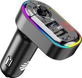 MG - Transmetteur FM Bluetooth - Chargeur de voiture - Kit voiture sans fil - Lumière RGB - 2x Port USB Fastcharger - Port USB-C - Appels mains libres - Pour tous les téléphones - Transmetteur FM Voiture - Bluetooth 5.0