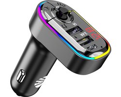 MG - FM Transmitter Bluetooth - Autolader - Draadloze Carkit - RGB Light - 2x Fastcharger USB Poort - USB-C Poort - Handsfree Bellen - Voor Alle Telefoons - FM Transmitter Auto - Bluetooth 5.0