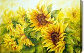 Painting King - Peinture sur toile Tournesols avec feuilles telles que peintes - 30 x 20 cm