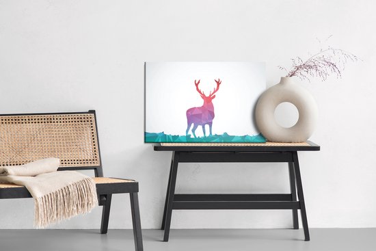 Painting King - Tableau sur toile Abstraction colorée avec cerf - 120 x 80 cm