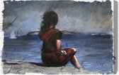 Painting King - Tableau sur toile Femme sur la plage - 40 x 30 cm