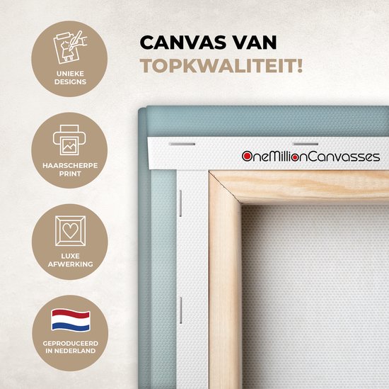 Peinture sur toile - Brouillard - Arbres - Berg - Blauw - Canvasdoek - Photo sur toile - 80x120 cm - Peintures sur toile