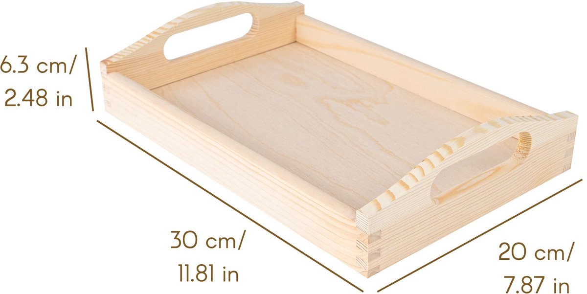 Creative Deco Kleine Houten Dienblad Thee Ontbijt | 30 x 20 x 6,3 cm | Handvatten — cadeau in Koken & Dineren - foto 6