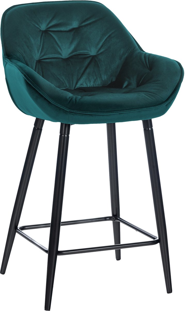 CLP Gibson 76 Barkruk - Met armleuning - Met rugleuning - Fluweel - Velvet - donkergroen