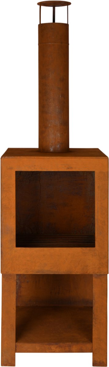Bol.com Esschert Design Fancy Flames Buitenkachel met houtopslag roestdesign - Vuurhaard - Staal - Bruin 133,7 x 38,4 x 38,4 cm aanbieding
