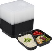 Récipients de préparation de repas Relaxdays - micro-ondes - 3 compartiments - lot de 24 - plastique - réutilisables