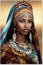 Graphic Message - Schilderij op Canvas - Portret Vrouw - Namibië - Prinses - Afrikaanse