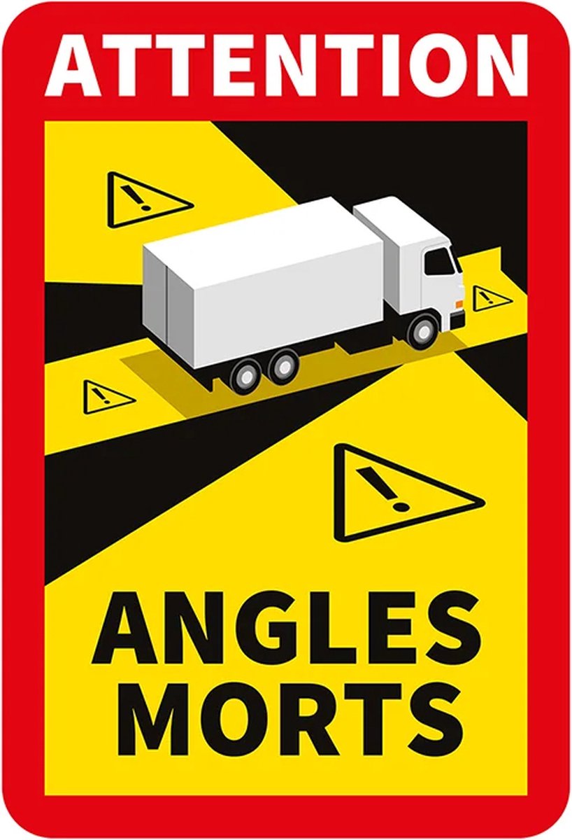 VCTparts Sticker Attention Angles Morts! Vrachtwagen Dodehoek Waarschuwingsbord